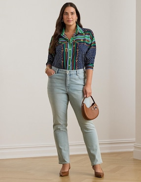 Blusa camisera Lauren Plus manga larga para mujer