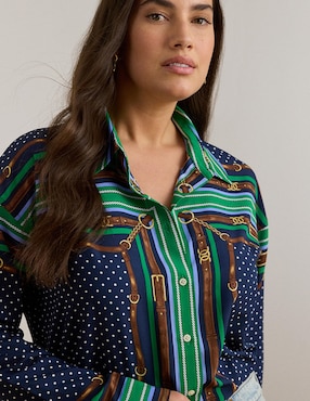 Blusa camisera Lauren Plus manga larga para mujer