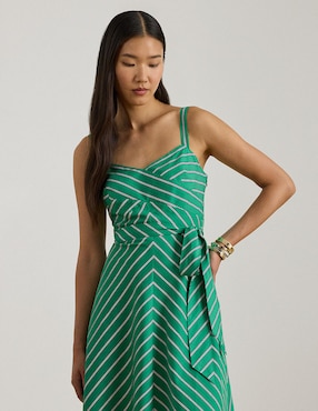 Vestido a la rodilla de fiesta Lauren Ralph Lauren escote v