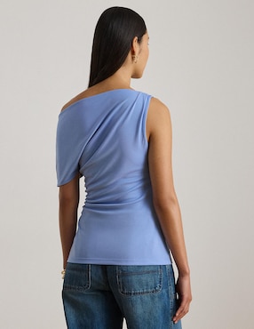 Playera sin mangas Lauren Petite cuello asimétrico para mujer