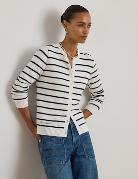 Suéter Lauren Ralph Lauren cuello con botón para mujer