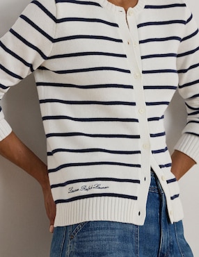 Suéter Lauren Ralph Lauren cuello con botón para mujer
