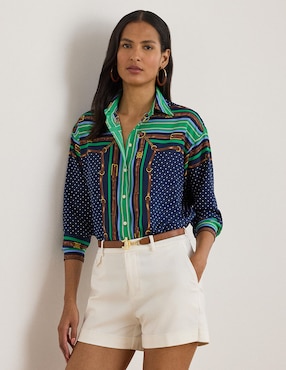 Blusa camisera Lauren Ralph Lauren manga larga para mujer