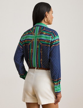 Blusa camisera Lauren Ralph Lauren manga larga para mujer