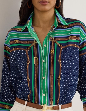 Blusa camisera Lauren Ralph Lauren manga larga para mujer