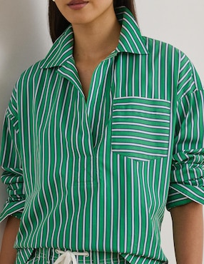 Blusa camisera Lauren Ralph Lauren manga larga para mujer