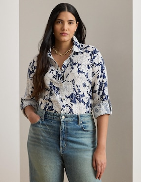 Blusa camisera Lauren Plus manga larga para mujer
