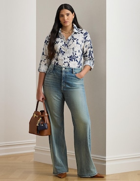 Blusa camisera Lauren Plus manga larga para mujer