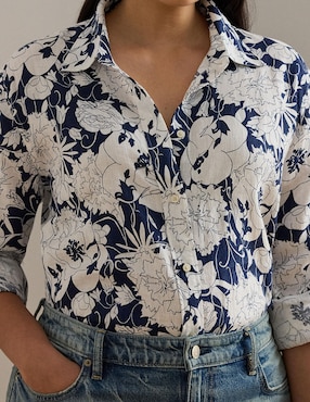 Blusa camisera Lauren Plus manga larga para mujer