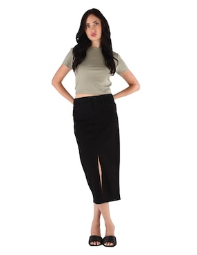 Falda midi Guess de algodón a la cintura