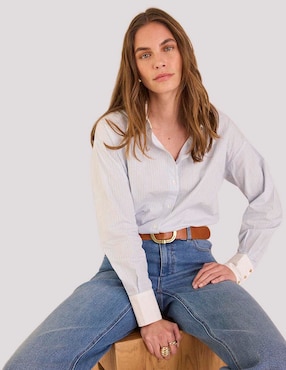 Blusa camisera Maison 123 manga larga para mujer