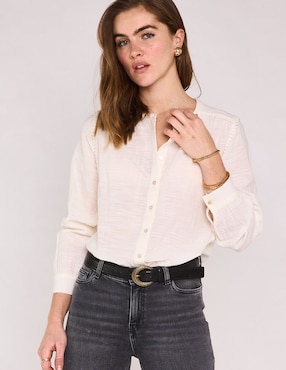 Blusa camisera Maison 123 manga larga para mujer
