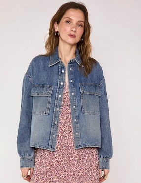 Blusa camisera Maison 123 manga larga para mujer