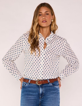 Blusa camisera Maison 123 manga larga para mujer