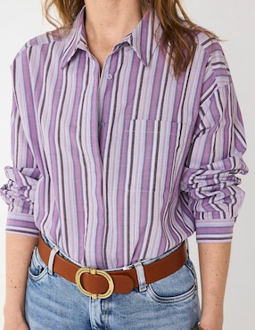 Blusa camisera Maison 123 manga larga para mujer