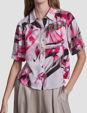 Blusa camisera Dkny manga corta para mujer