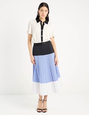 Blusa camisera Karl Lagerfeld Paris manga corta para mujer