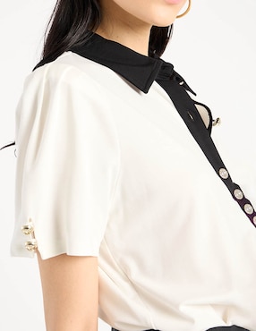 Blusa camisera Karl Lagerfeld Paris manga corta para mujer