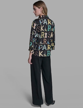 Blusa Karl Lagerfeld Paris manga 3/4 para mujer