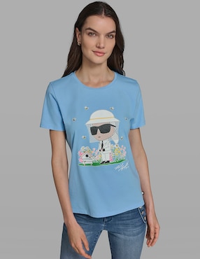 Playera manga corta Karl Lagerfeld Paris cuello redondo para mujer