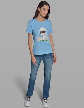 Playera manga corta Karl Lagerfeld Paris cuello redondo para mujer