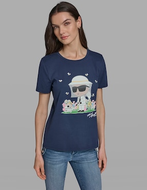 Playera manga corta Karl Lagerfeld Paris cuello redondo para mujer