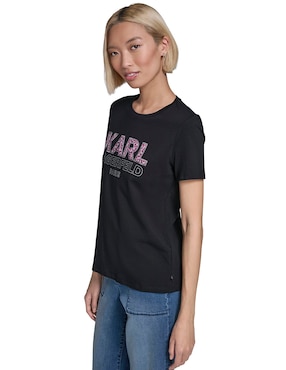 Playera manga corta Karl Lagerfeld Paris cuello redondo para mujer