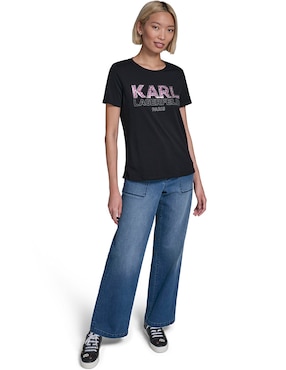 Playera manga corta Karl Lagerfeld Paris cuello redondo para mujer