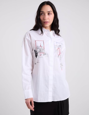 Blusa Karl Lagerfeld Paris manga larga para mujer