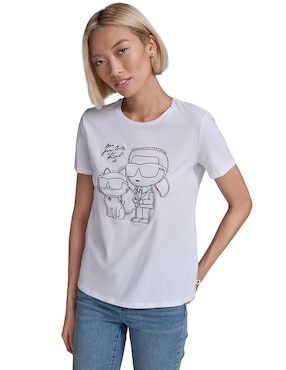 Playera manga corta Karl Lagerfeld Paris cuello redondo para mujer