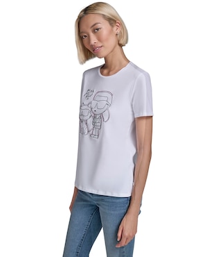 Playera manga corta Karl Lagerfeld Paris cuello redondo para mujer