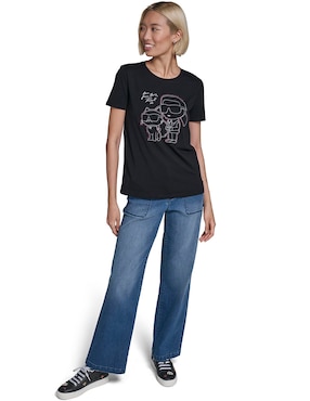 Playera manga corta Karl Lagerfeld Paris cuello redondo para mujer