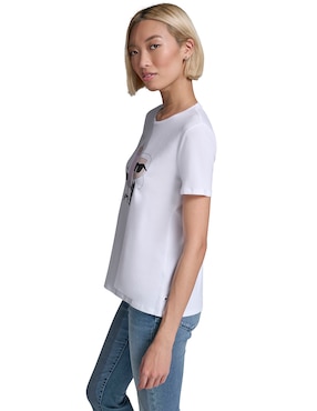 Playera manga corta Karl Lagerfeld Paris cuello redondo para mujer