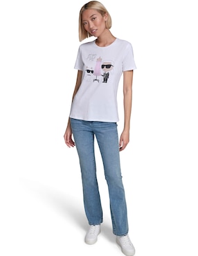 Playera manga corta Karl Lagerfeld Paris cuello redondo para mujer