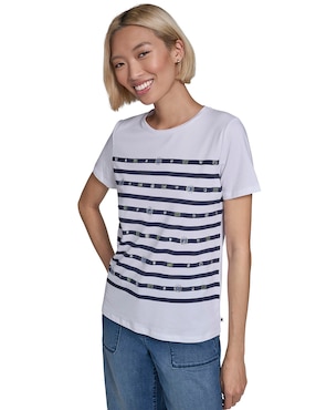 Playera manga corta Karl Lagerfeld Paris cuello redondo para mujer