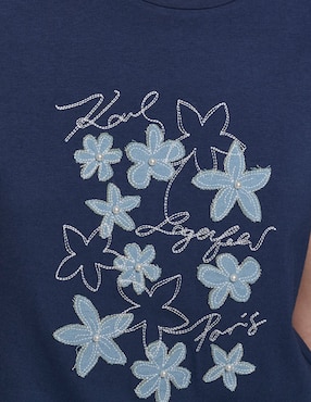 Playera manga corta Karl Lagerfeld Paris cuello redondo para mujer
