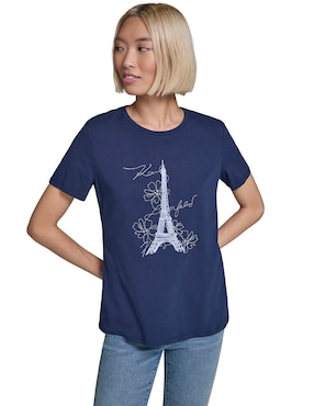 Playera manga corta Karl Lagerfeld Paris cuello redondo para mujer