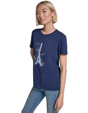 Playera manga corta Karl Lagerfeld Paris cuello redondo para mujer
