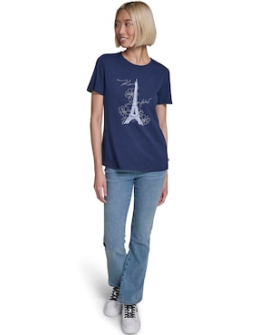 Playera manga corta Karl Lagerfeld Paris cuello redondo para mujer