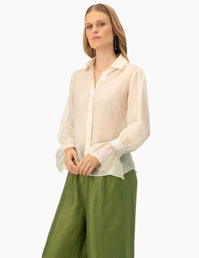 Blusa camisera Ivonne manga larga para mujer