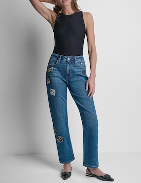 Jeans straight cintura baja Dkny para mujer