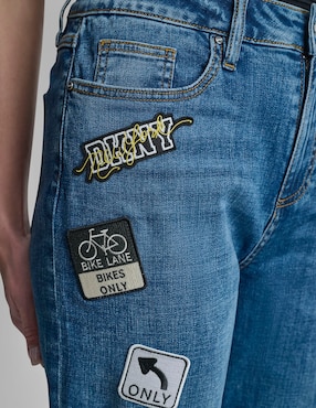 Jeans straight cintura baja Dkny para mujer
