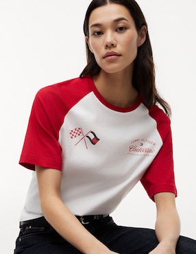 Playera manga corta Tommy Hilfiger Cadillac F1 cuello redondo para mujer