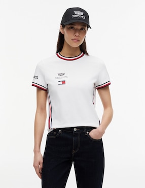 Playera manga corta Tommy Hilfiger Cadillac F1 cuello redondo para mujer