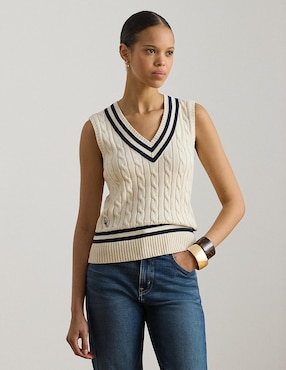 Suéter Lauren Ralph Lauren cuello V para mujer