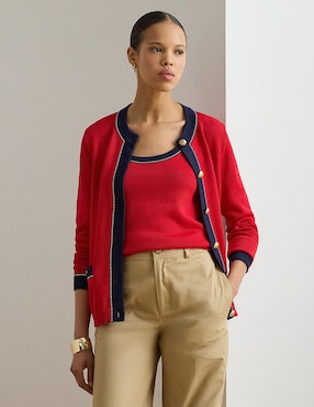 Suéter Lauren Ralph Lauren cuello con botón para mujer