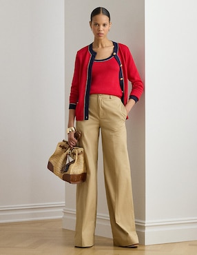 Suéter Lauren Ralph Lauren cuello con botón para mujer