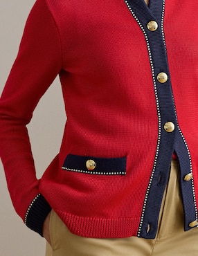 Suéter Lauren Ralph Lauren cuello con botón para mujer