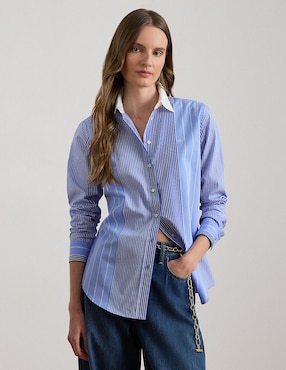 Blusa camisera Lauren Ralph Lauren manga larga para mujer