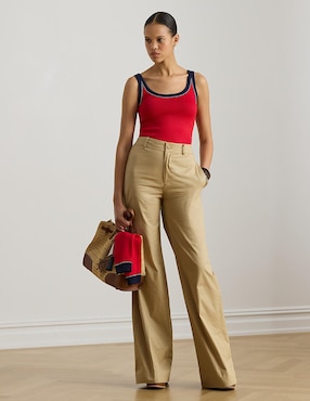 Top Lauren Ralph Lauren cuello redondo escote medio tirante ancho